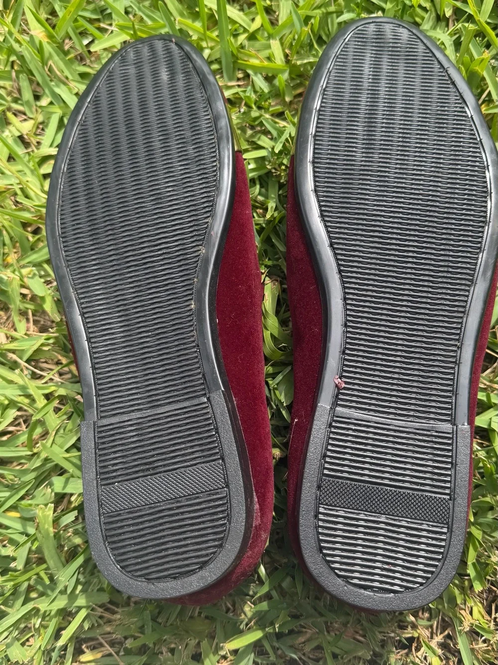 Men's Burgundy Velvet Slip-On Loafers with Gold Accent